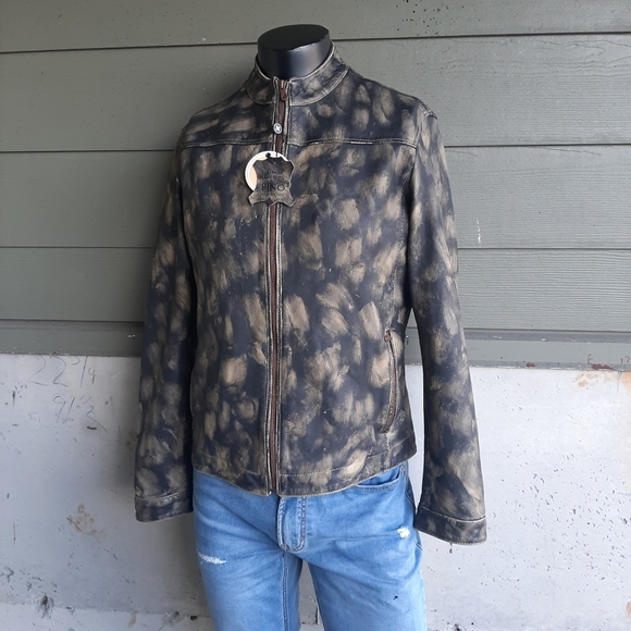 NWT PinoPorte Camo Leather Moto Jacket - Picture 3 of 13